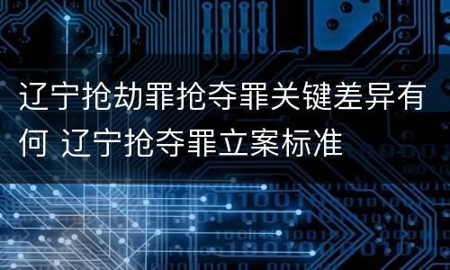 辽宁抢劫罪抢夺罪关键差异有何 辽宁抢夺罪立案标准