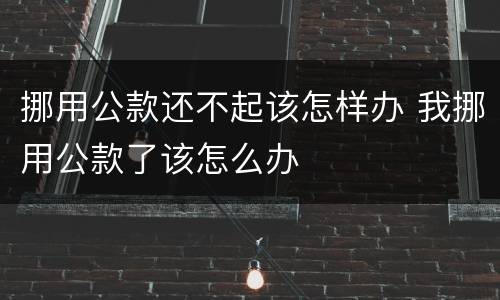 挪用公款还不起该怎样办 我挪用公款了该怎么办