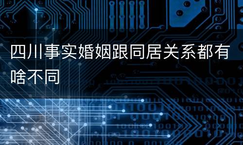 四川事实婚姻跟同居关系都有啥不同