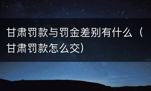 甘肃罚款与罚金差别有什么（甘肃罚款怎么交）
