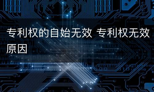 专利权的自始无效 专利权无效原因
