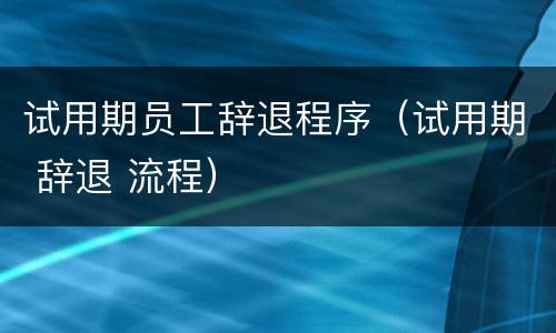 试用期员工辞退程序（试用期 辞退 流程）