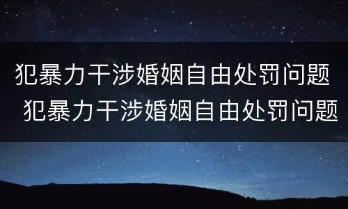 犯暴力干涉婚姻自由处罚问题 犯暴力干涉婚姻自由处罚问题有哪些