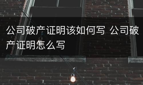 公司破产证明该如何写 公司破产证明怎么写