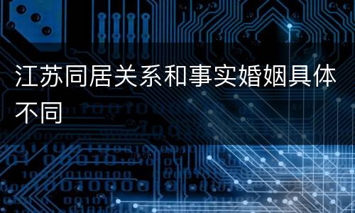 江苏同居关系和事实婚姻具体不同