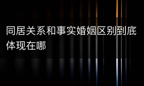 同居关系和事实婚姻区别到底体现在哪