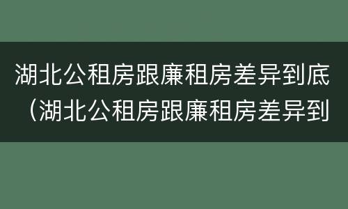湖北公租房跟廉租房差异到底（湖北公租房跟廉租房差异到底多大）