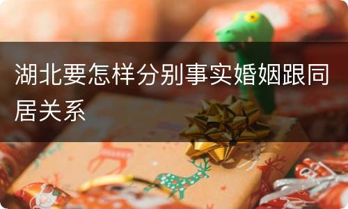 湖北要怎样分别事实婚姻跟同居关系