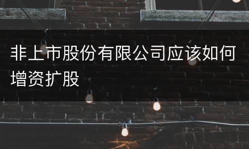 非上市股份有限公司应该如何增资扩股