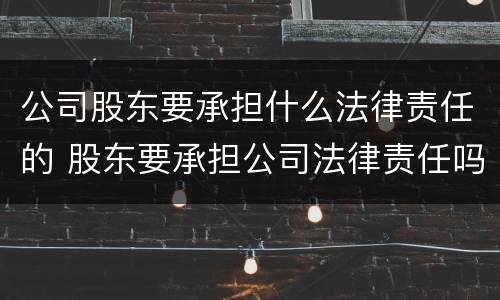 公司股东要承担什么法律责任的 股东要承担公司法律责任吗