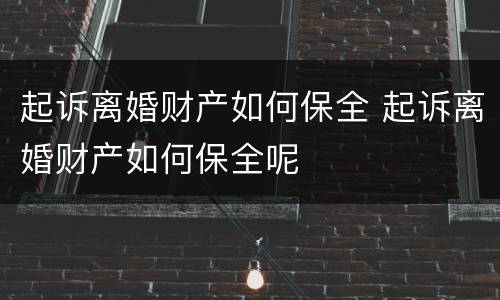 起诉离婚财产如何保全 起诉离婚财产如何保全呢
