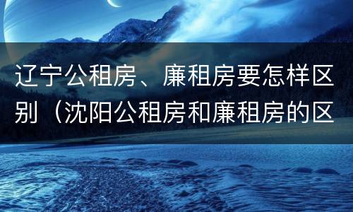 辽宁公租房、廉租房要怎样区别（沈阳公租房和廉租房的区别）