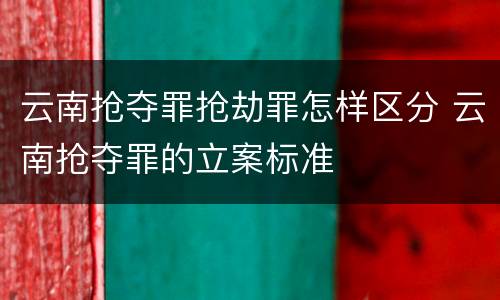 云南抢夺罪抢劫罪怎样区分 云南抢夺罪的立案标准