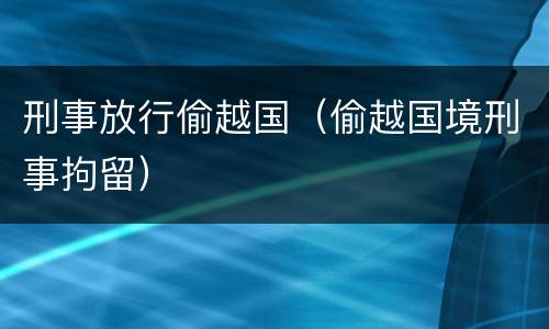 刑事放行偷越国（偷越国境刑事拘留）