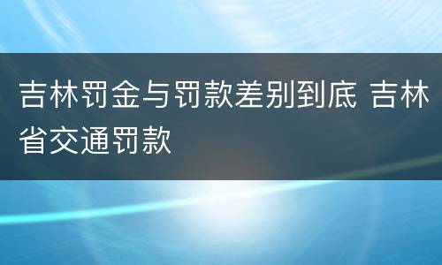 吉林罚金与罚款差别到底 吉林省交通罚款