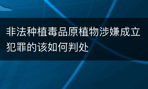 非法种植毒品原植物涉嫌成立犯罪的该如何判处
