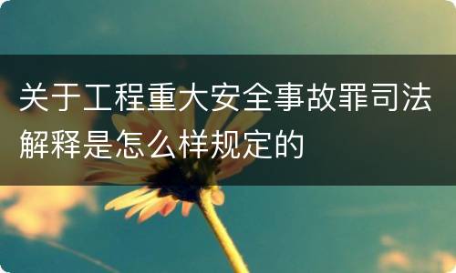 关于工程重大安全事故罪司法解释是怎么样规定的
