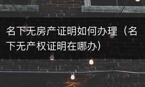 名下无房产证明如何办理（名下无产权证明在哪办）