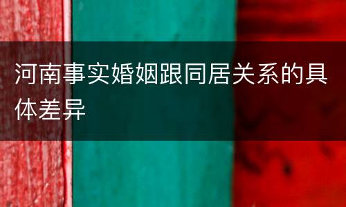河南事实婚姻跟同居关系的具体差异