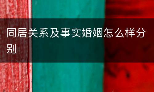 同居关系及事实婚姻怎么样分别
