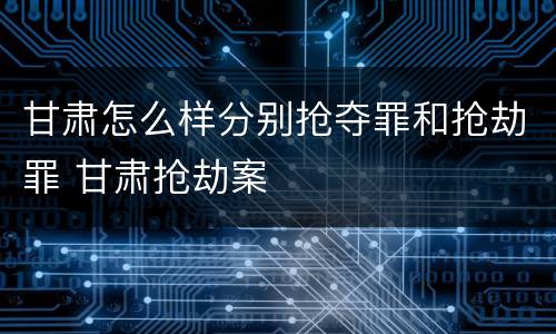 甘肃怎么样分别抢夺罪和抢劫罪 甘肃抢劫案