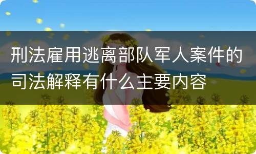 刑法雇用逃离部队军人案件的司法解释有什么主要内容