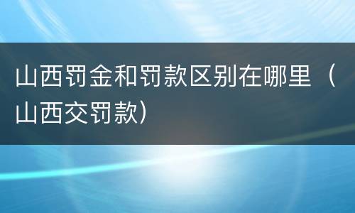 山西罚金和罚款区别在哪里（山西交罚款）