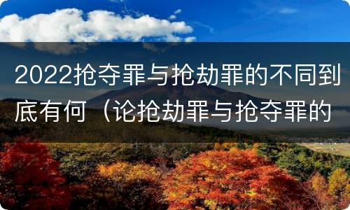 2022抢夺罪与抢劫罪的不同到底有何（论抢劫罪与抢夺罪的界限）