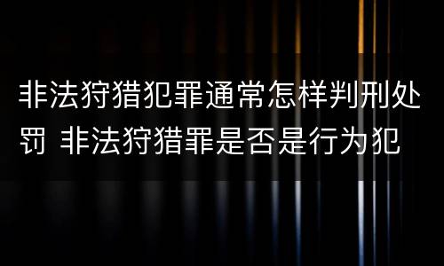 非法狩猎犯罪通常怎样判刑处罚 非法狩猎罪是否是行为犯