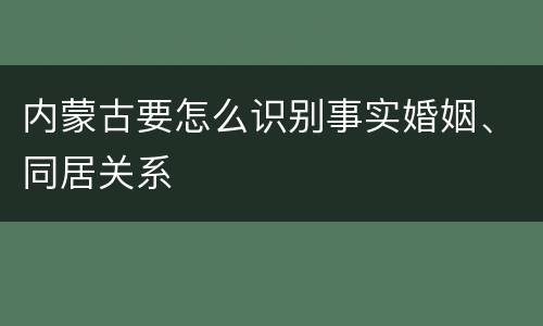 内蒙古要怎么识别事实婚姻、同居关系