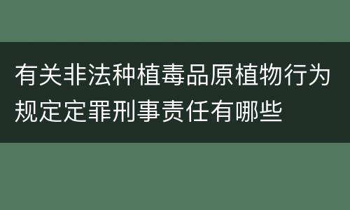 有关非法种植毒品原植物行为规定定罪刑事责任有哪些