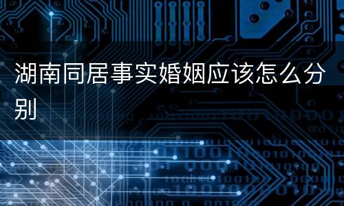 湖南同居事实婚姻应该怎么分别