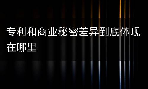 专利和商业秘密差异到底体现在哪里