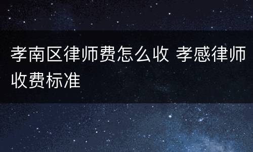 孝南区律师费怎么收 孝感律师收费标准