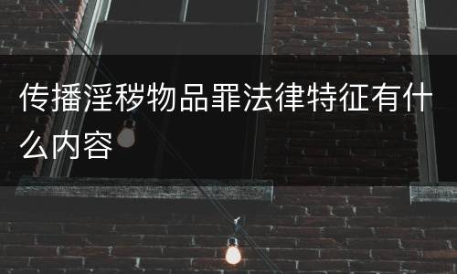 传播淫秽物品罪法律特征有什么内容