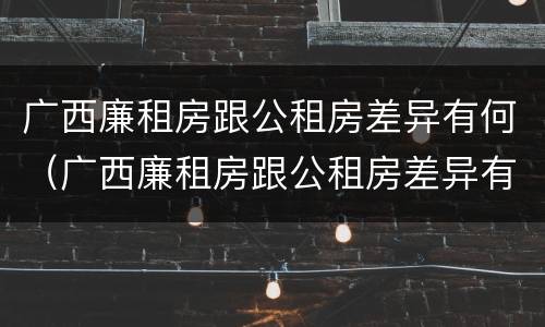 广西廉租房跟公租房差异有何（广西廉租房跟公租房差异有何明显）
