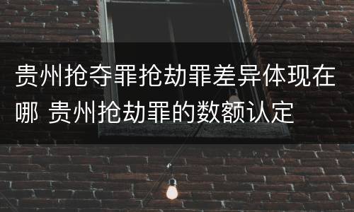 贵州抢夺罪抢劫罪差异体现在哪 贵州抢劫罪的数额认定