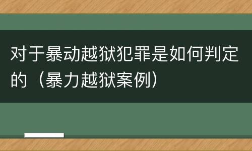 对于暴动越狱犯罪是如何判定的（暴力越狱案例）