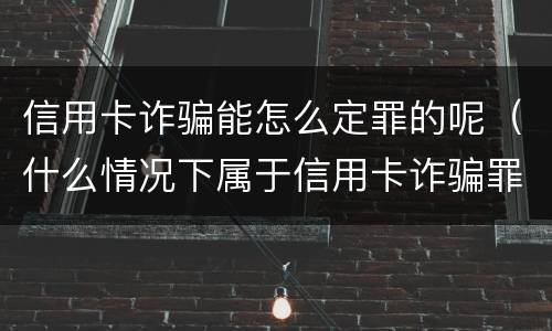 信用卡诈骗能怎么定罪的呢（什么情况下属于信用卡诈骗罪）