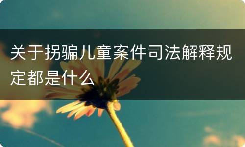 关于拐骗儿童案件司法解释规定都是什么