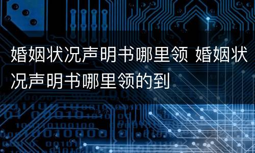 婚姻状况声明书哪里领 婚姻状况声明书哪里领的到