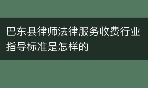 巴东县律师法律服务收费行业指导标准是怎样的