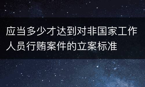 应当多少才达到对非国家工作人员行贿案件的立案标准