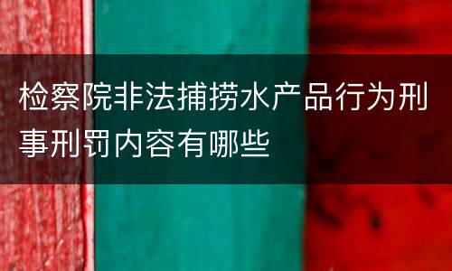 检察院非法捕捞水产品行为刑事刑罚内容有哪些