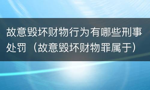 故意毁坏财物行为有哪些刑事处罚（故意毁坏财物罪属于）
