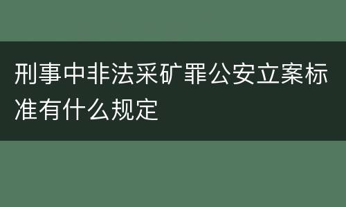 刑事中非法采矿罪公安立案标准有什么规定