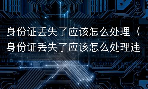身份证丢失了应该怎么处理（身份证丢失了应该怎么处理违章）