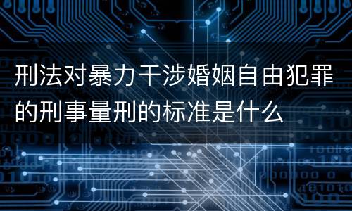 刑法对暴力干涉婚姻自由犯罪的刑事量刑的标准是什么