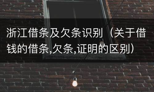 浙江借条及欠条识别（关于借钱的借条,欠条,证明的区别）