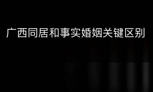 广西同居和事实婚姻关键区别